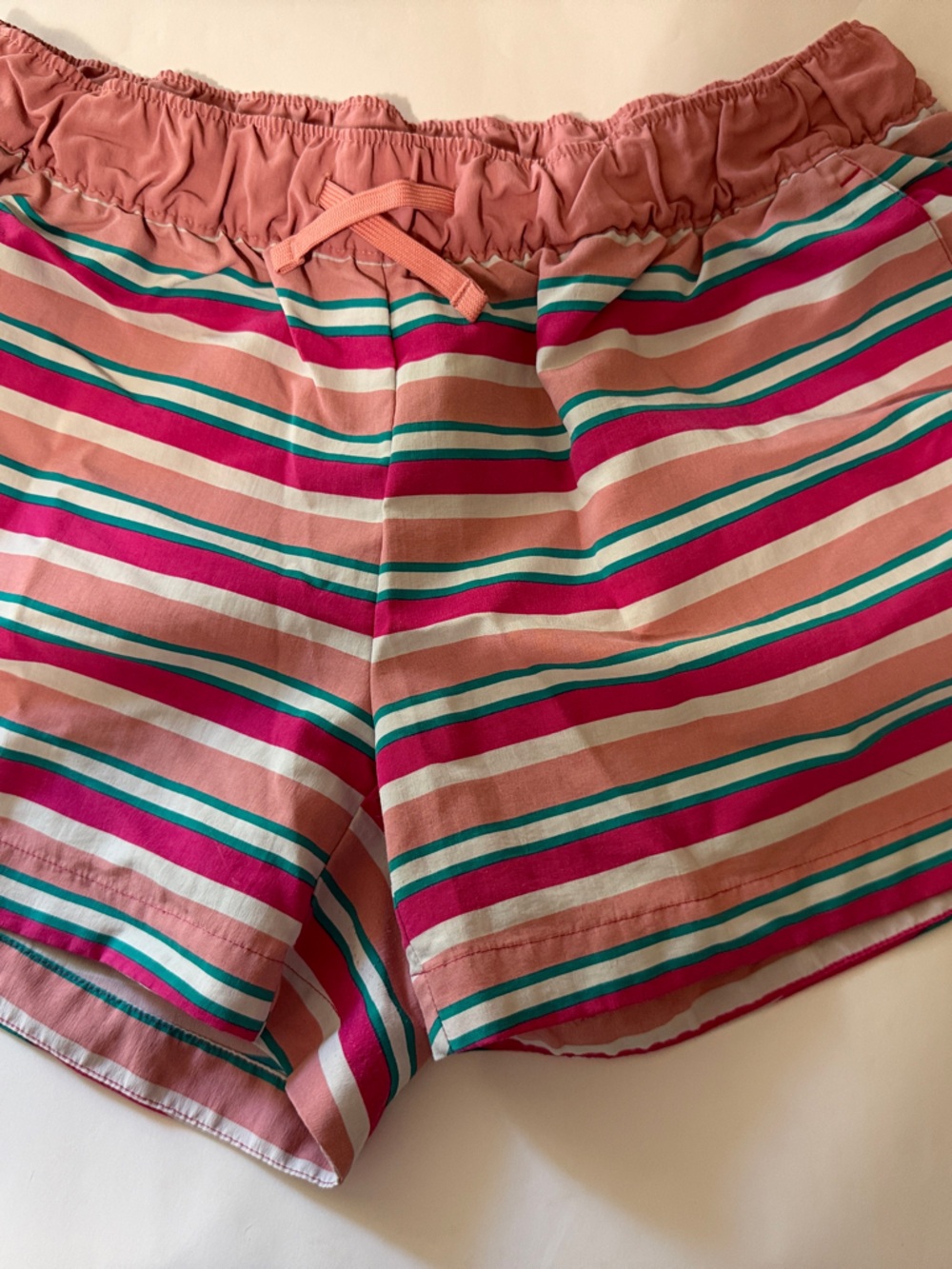 The North Face Striped Pink, Teal & Cream Women's Athletic Shorts